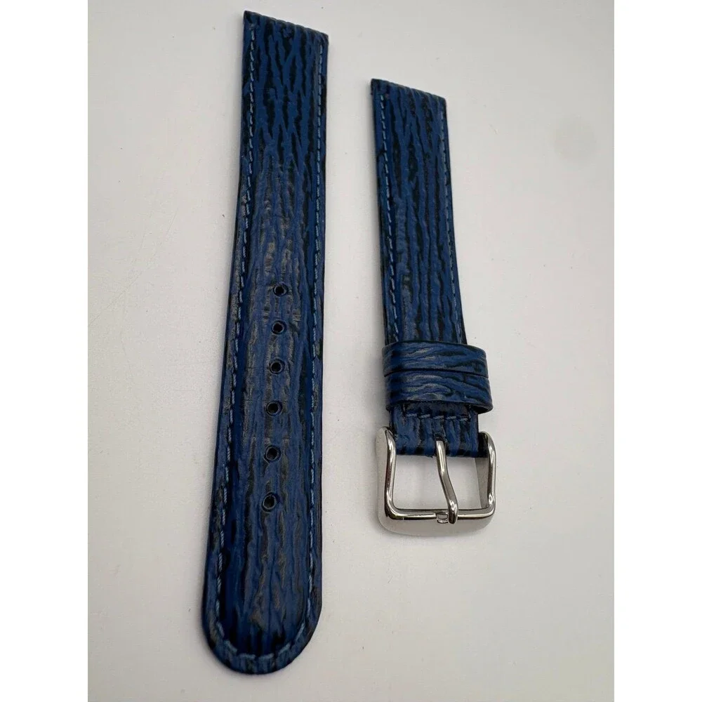 Vintage Citizen Blue Shark-Grain Embossed Leather Watch Strap 20mm INOX Buckle